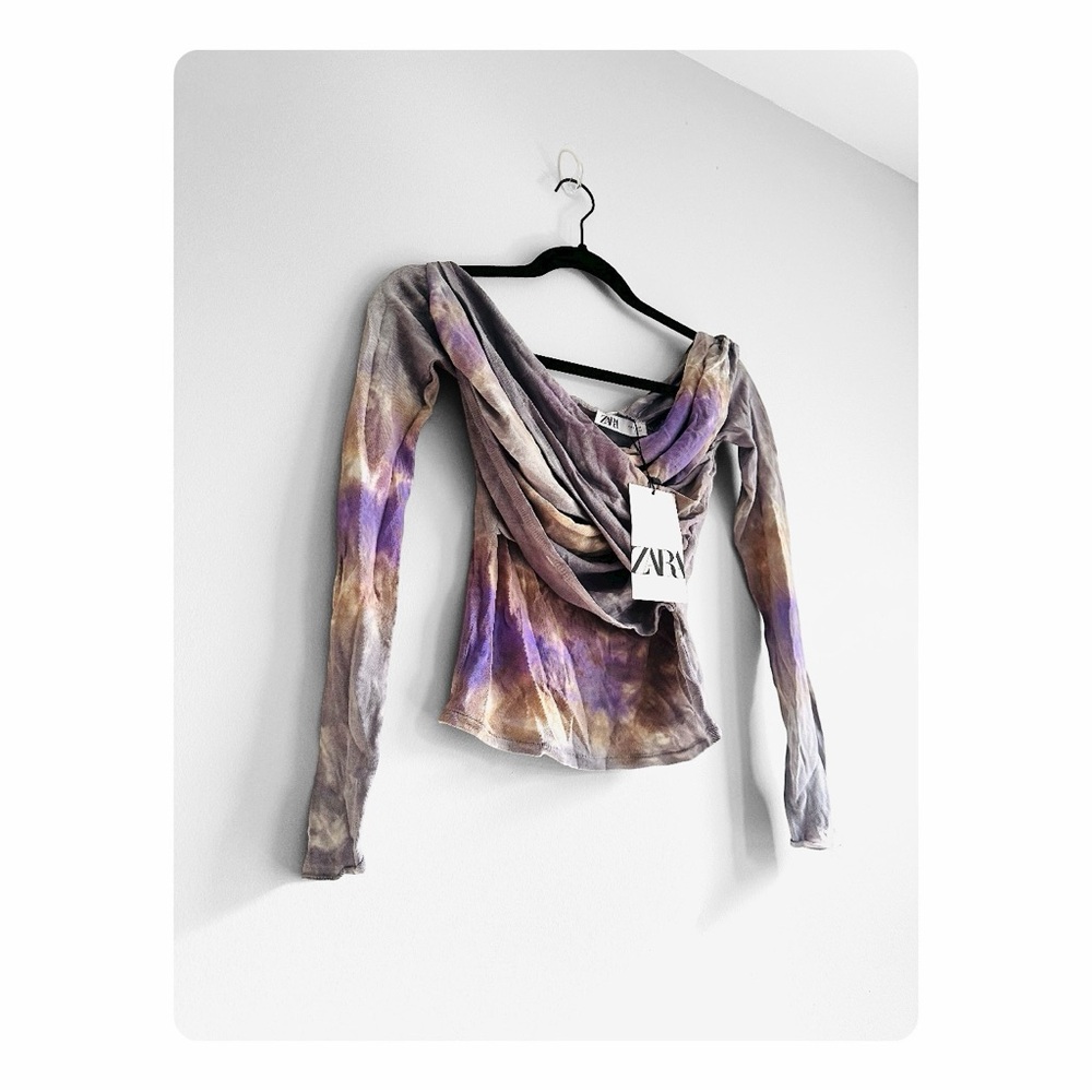 β
NWT Zara Tie Dye Draped Knit Top - Gray/Lavender β
- Picture 16 of 16
